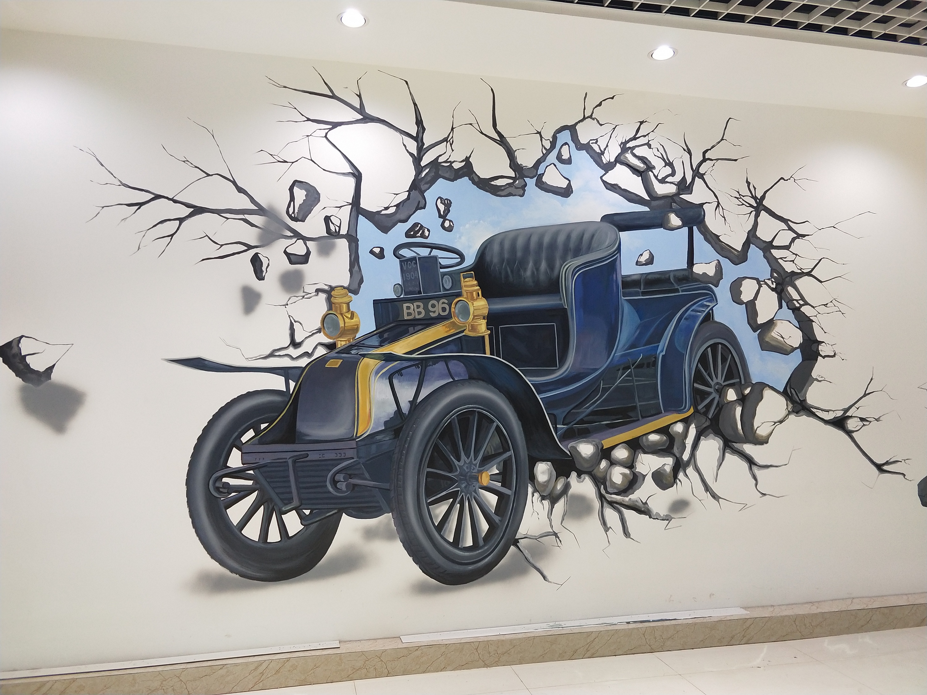 手繪3D壁畫 當汽車藝術駛入視覺奇境